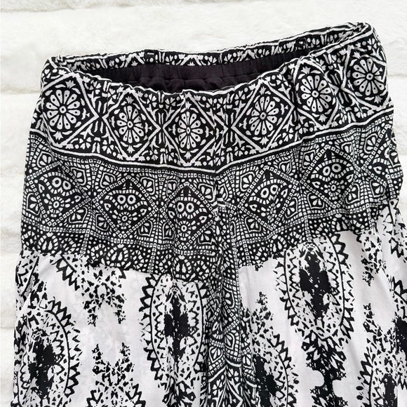 Free People Boho Strapless Maxi Dress Black Ivory Print Size S - Picture 8 of 10